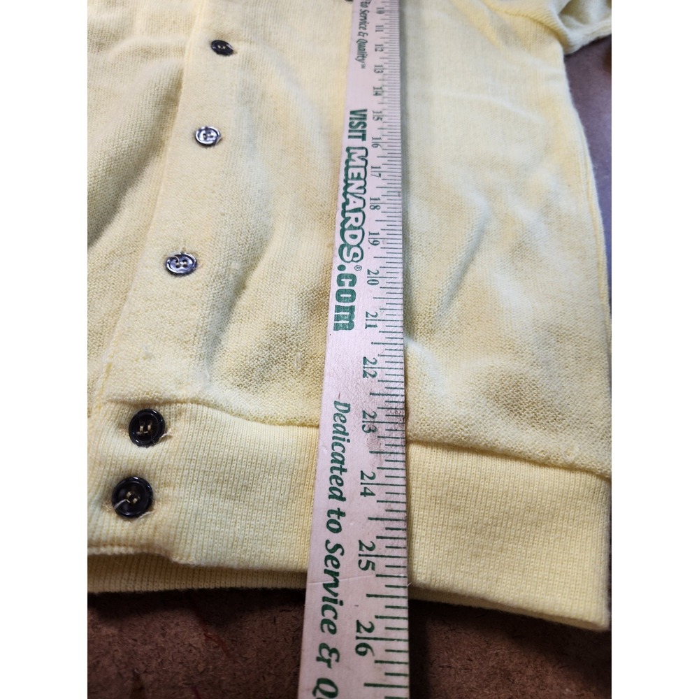 Vintage Izod Lacoste Cardigan Sweater Medium Yellow Preppy 90's Academia - Picture 13 of 14